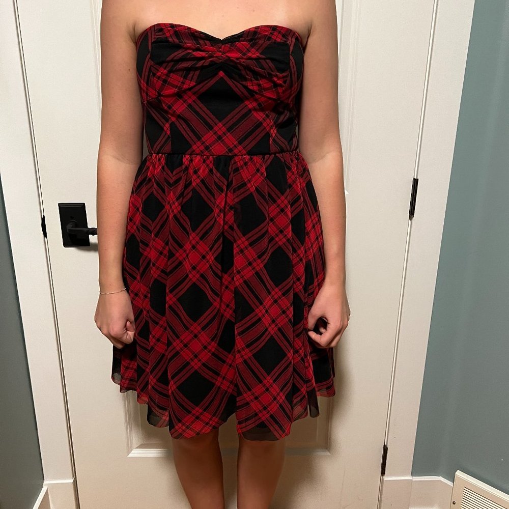 Betsey Johnson Red and Black Plaid Dress Sz10